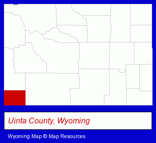 Wyoming map, showing the general location of Lincoln Uinta Child Development Associates
