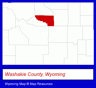Wyoming map, showing the general location of Washakie Development Association