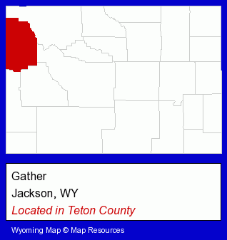 Wyoming counties map, showing the general location of Gather