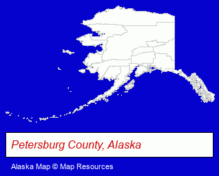 Alaska map, showing the general location of Petersburg Public Works Department