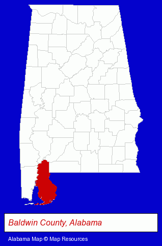 Alabama map, showing the general location of Paradise Marine Center