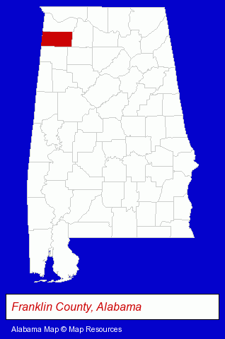 Alabama map, showing the general location of Distinctive Designs International Inc - Manufacturing Plant