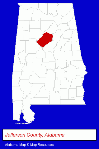 Alabama map, showing the general location of Interiorscapes Inc