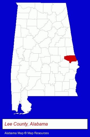 Alabama map, showing the general location of Auburn-Opelika Airport