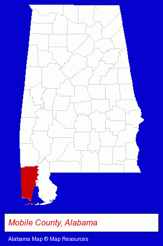 Alabama map, showing the general location of Thigpen Photography