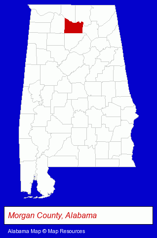 Alabama map, showing the general location of SIMP Mc Ghee's