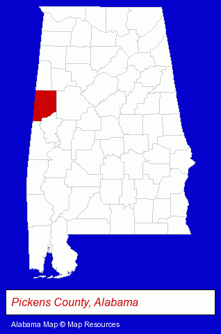 Alabama map, showing the general location of Austell Forest Products