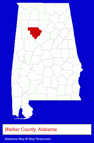 Alabama map, showing the general location of Boshell Homes Inc