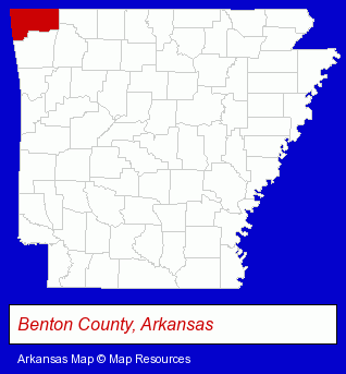 Arkansas map, showing the general location of Casey Lock & Key