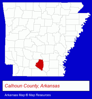 Arkansas map, showing the general location of South Arkansas Telephone Company