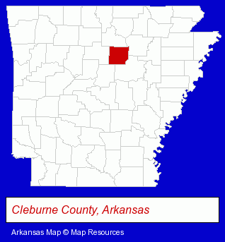 Cleburne County, Arkansas locator map