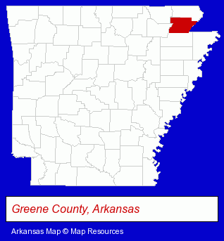 Arkansas map, showing the general location of Black River Technical College