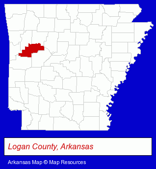 Arkansas map, showing the general location of Subiaco Federal Credit Union