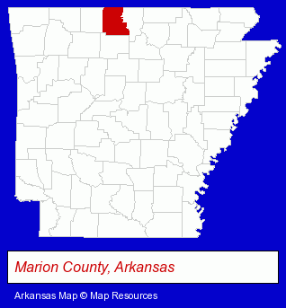 Arkansas map, showing the general location of Big Spring Enterprises