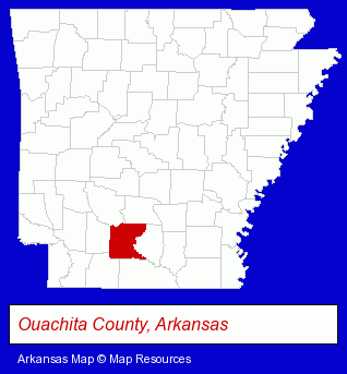 Arkansas map, showing the general location of Camden Flower Shop