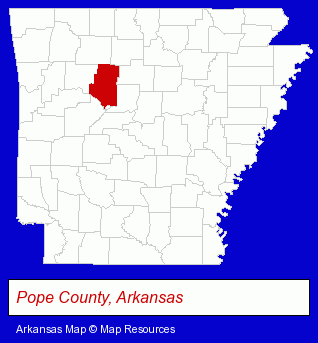 Arkansas map, showing the general location of Camp Caudle