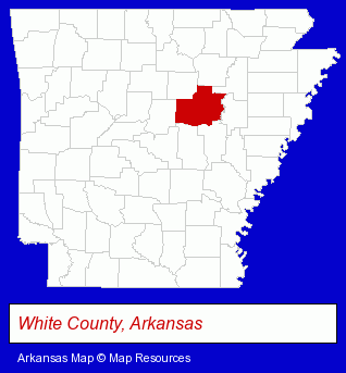 Arkansas map, showing the general location of Wyldewood Retreat Center & Summer