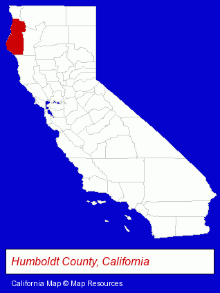 California map, showing the general location of Hensell Materials Inc