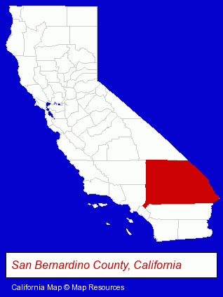 California map, showing the general location of Highland Optometrics - Terry L Clayville OD