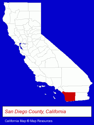 California map, showing the general location of Mission Bay Sportcenter