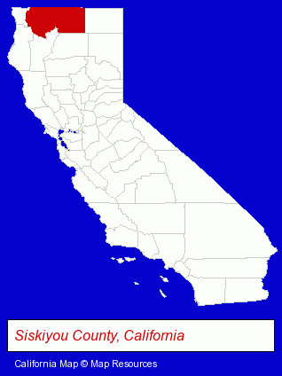 California map, showing the general location of Cal-Ore Telephone Company