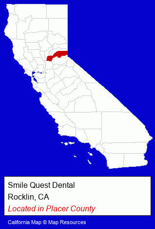 California counties map, showing the general location of Smile Quest Dental