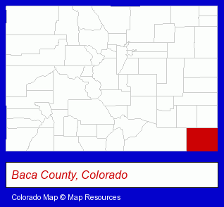 Colorado map, showing the general location of Springfield Library