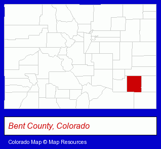 Colorado map, showing the general location of Fort Lyon Canal Company