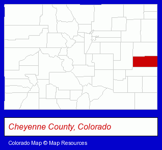 Colorado map, showing the general location of Eastern Colorado Bank