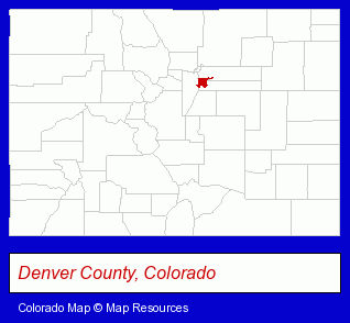 Colorado map, showing the general location of United Western Denver