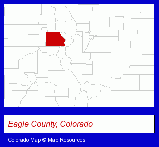 Colorado map, showing the general location of Eagle County Ambulance District