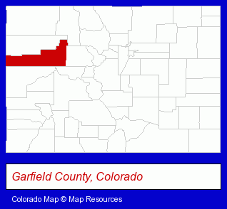 Colorado map, showing the general location of Mitchell - Delores Way - Carbondale Company