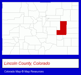 Colorado map, showing the general location of Karval Public School Re-23