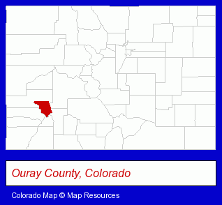 Colorado map, showing the general location of Ouray Chamber & Resort Association