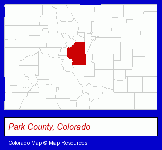 Colorado map, showing the general location of Camp Id-Ra-Ha-Je