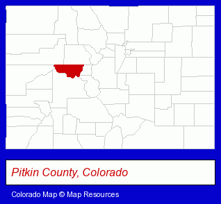 Colorado map, showing the general location of Aspn Pitkin County Airport-Ase