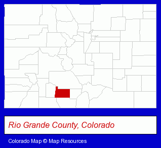 Rio Grande County, Colorado locator map