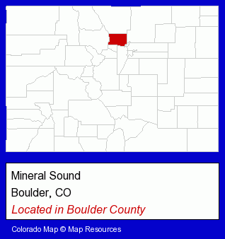 Colorado counties map, showing the general location of Mineral Sound
