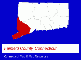 Connecticut map, showing the general location of Waters Construction Company