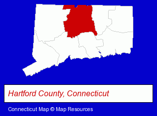 Connecticut map, showing the general location of Edricks Fine Dry Cleaning