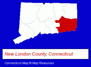 Connecticut map, showing the general location of Montville Florist