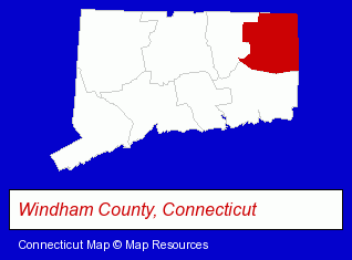 Windham County, Connecticut locator map