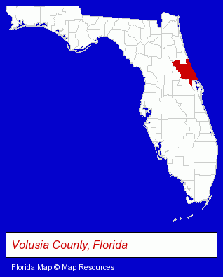 Florida map, showing the general location of Daytona Aviation Academy