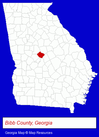 Georgia map, showing the general location of Lowe Aviation