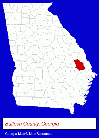 Georgia map, showing the general location of Statesboro Bed & Breakfast