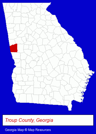 Georgia map, showing the general location of Auction Way Company