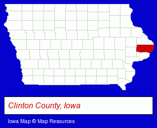 Iowa map, showing the general location of Hansen Monuments & Rock DIV