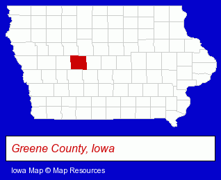 Iowa map, showing the general location of Midland Power Cooperative
