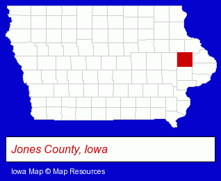 Iowa map, showing the general location of Midland Community School