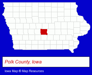 Iowa map, showing the general location of B Mac Paul Stanfield